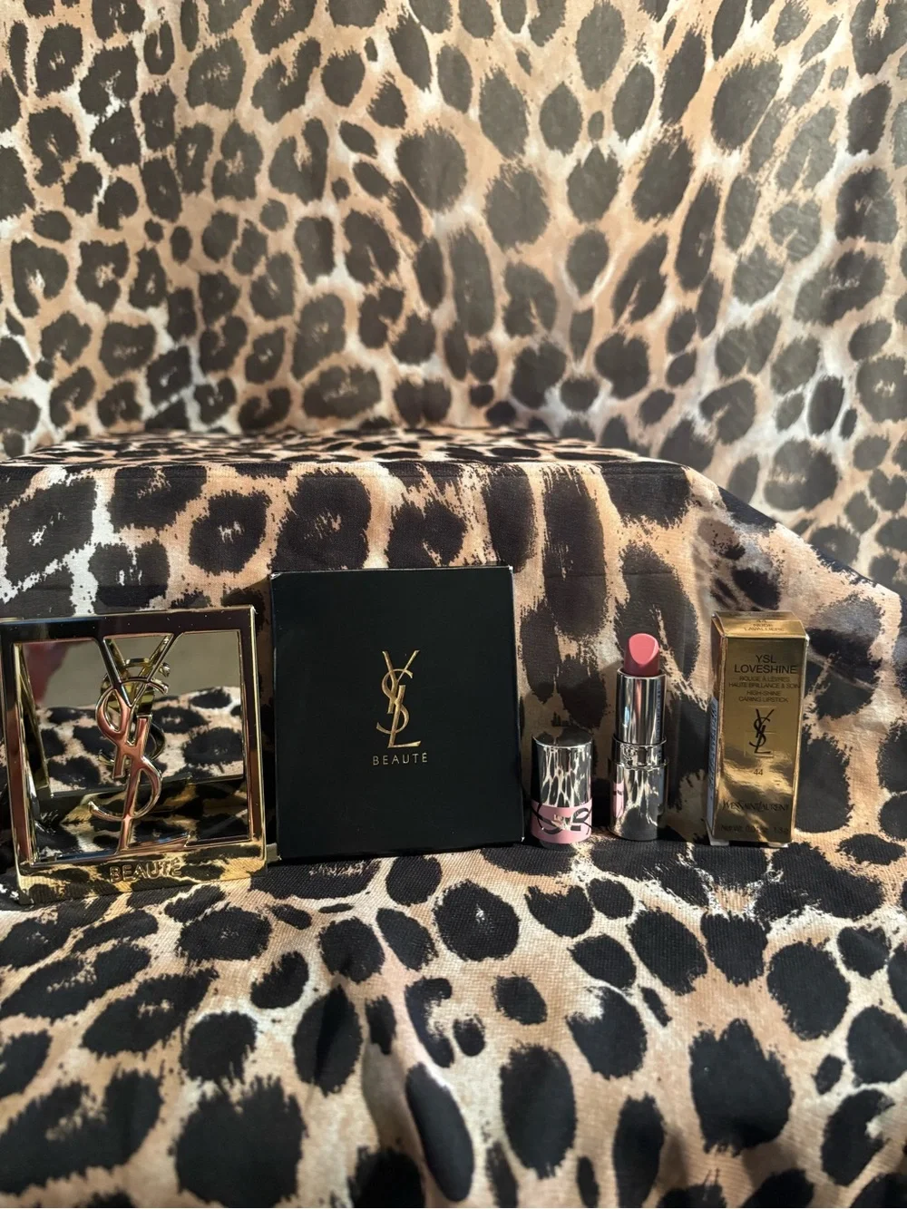 Yves Saint Laurent Pink Lipstick with Gold-Accented Compact Set